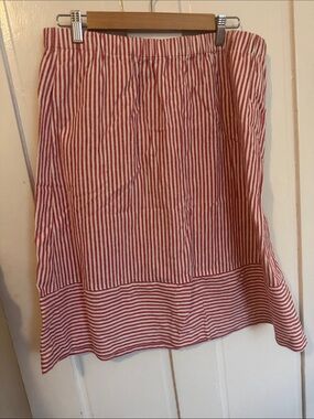 J. Crew Red and White Striped A-Line Skirt